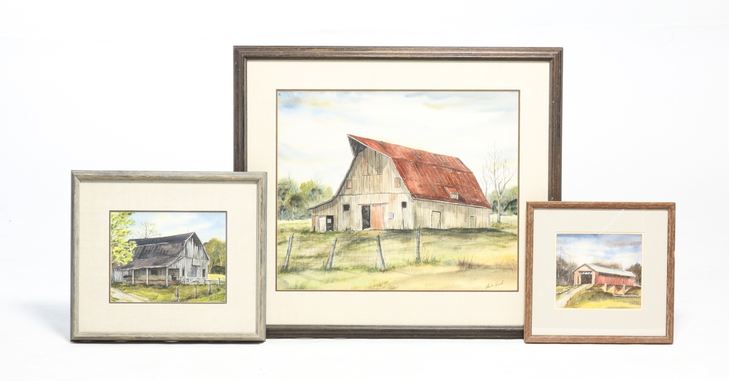 THREE FRAMED AMERICAN WATERCOLORS  319d6a