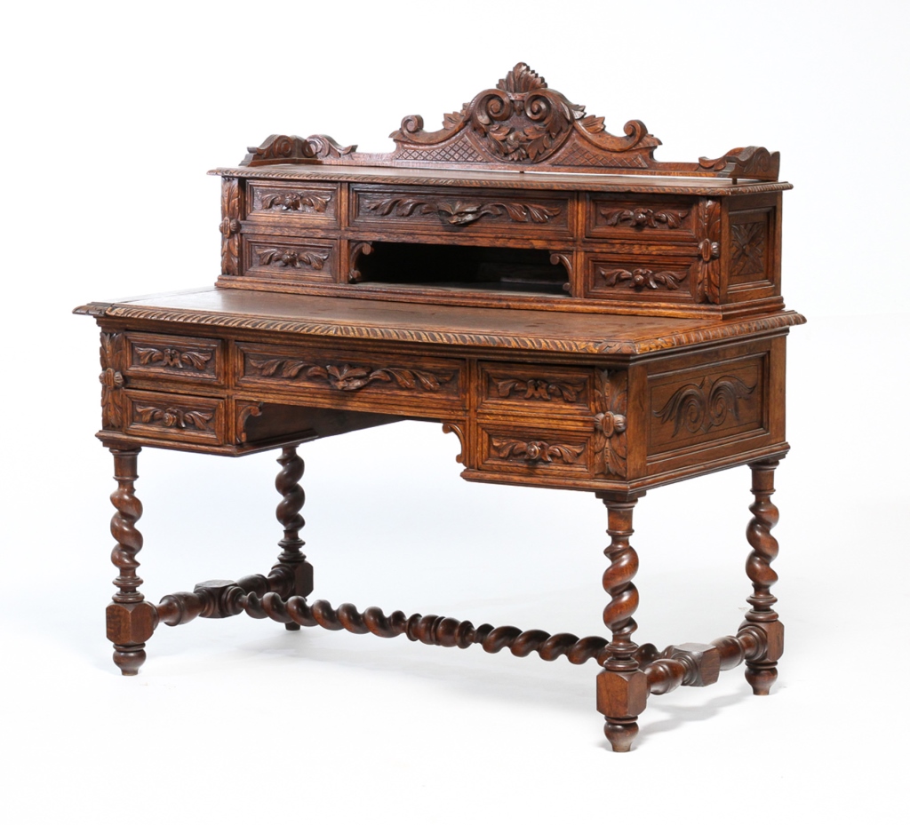ENGLISH CARVED DESK. Late 19th