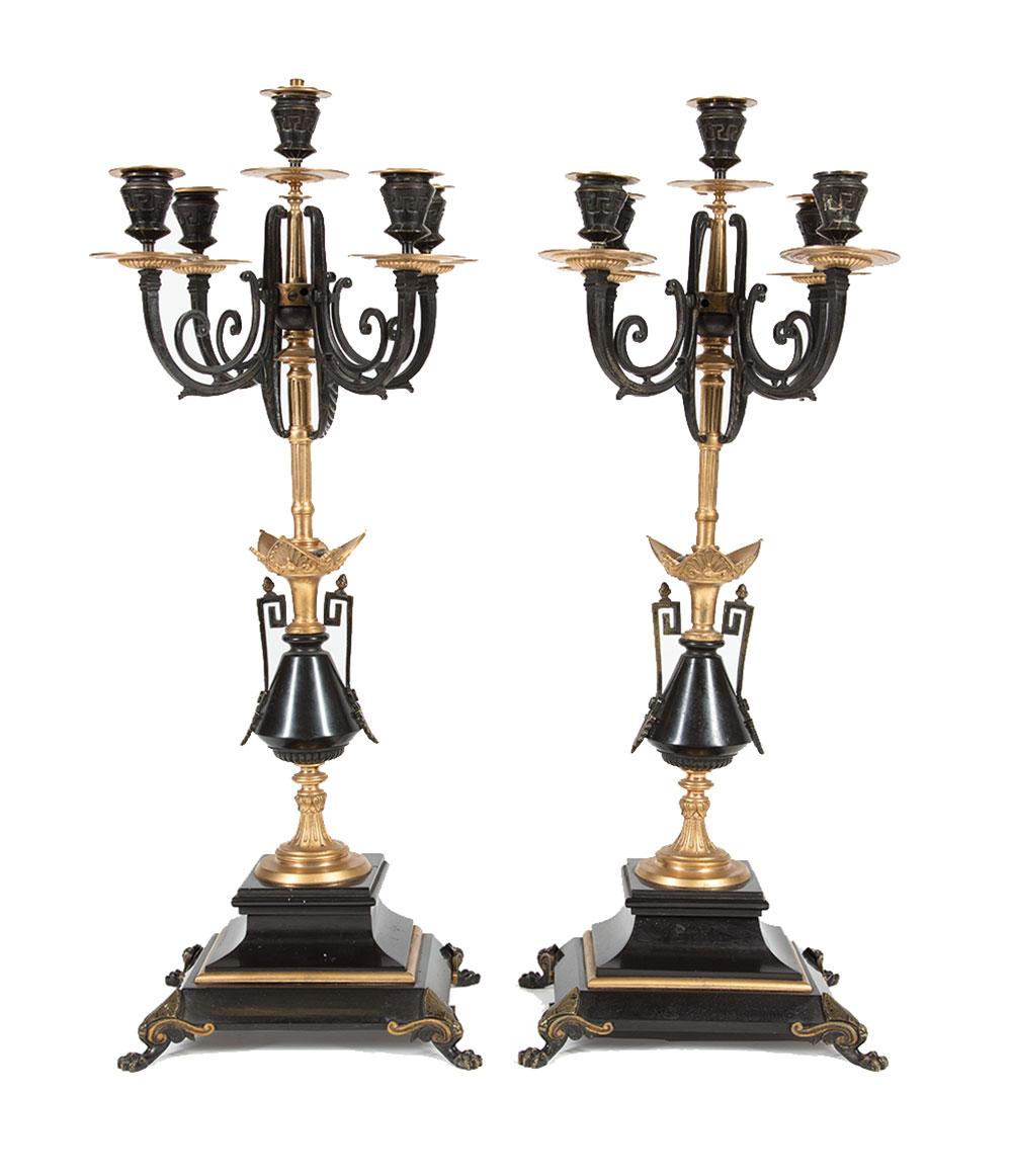 GILT AND PATINATED BRONZE FIVE LIGHT 319e04