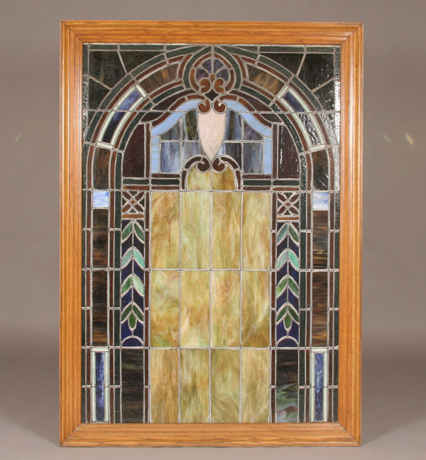 Large framed stained slag glass 4f63f