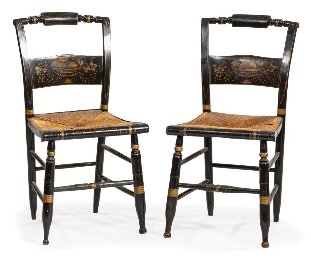 PAIR OF STENCILED AND GILT FANCY