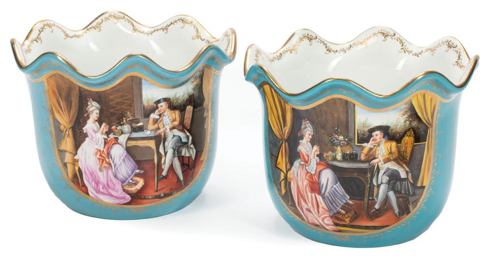 PAIR OF SEVRES-STYLE PORCELAIN