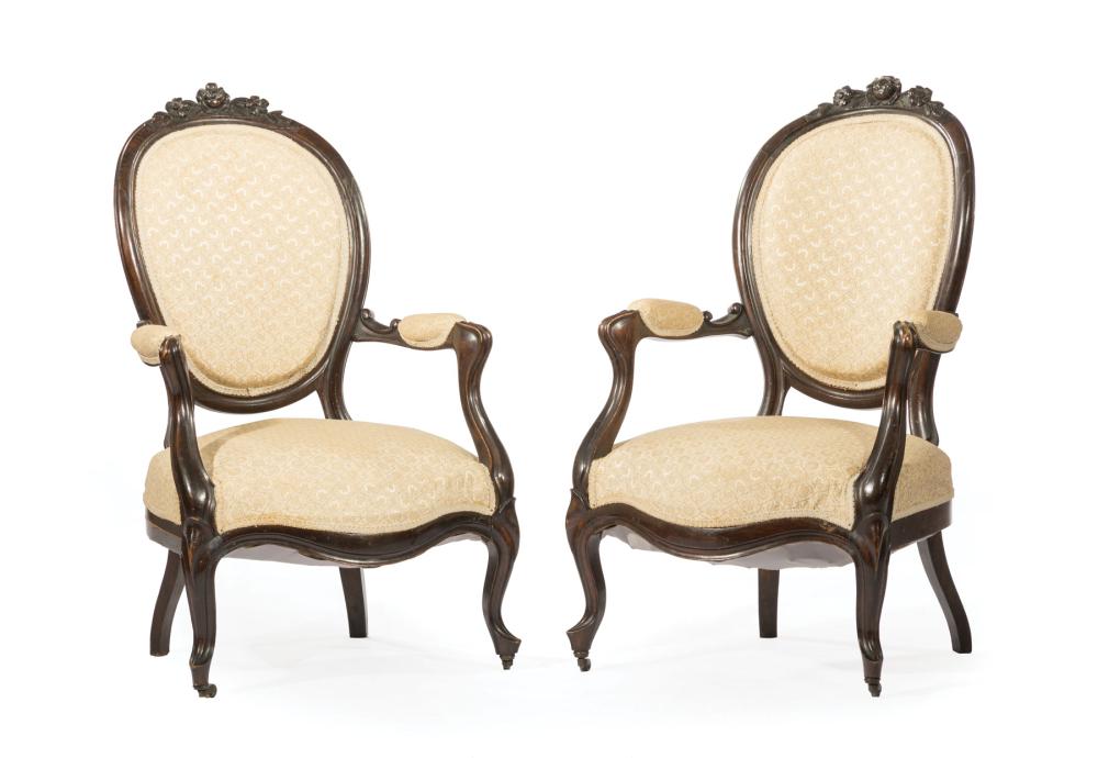 PAIR OF ROCOCO REVIVAL CARVED MAHOGANY