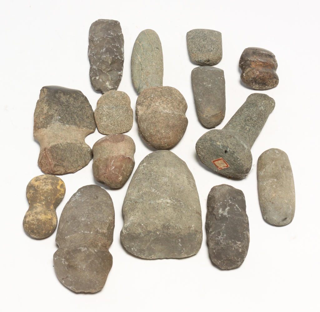 FIFTEEN STONES AND TOOLS. Including