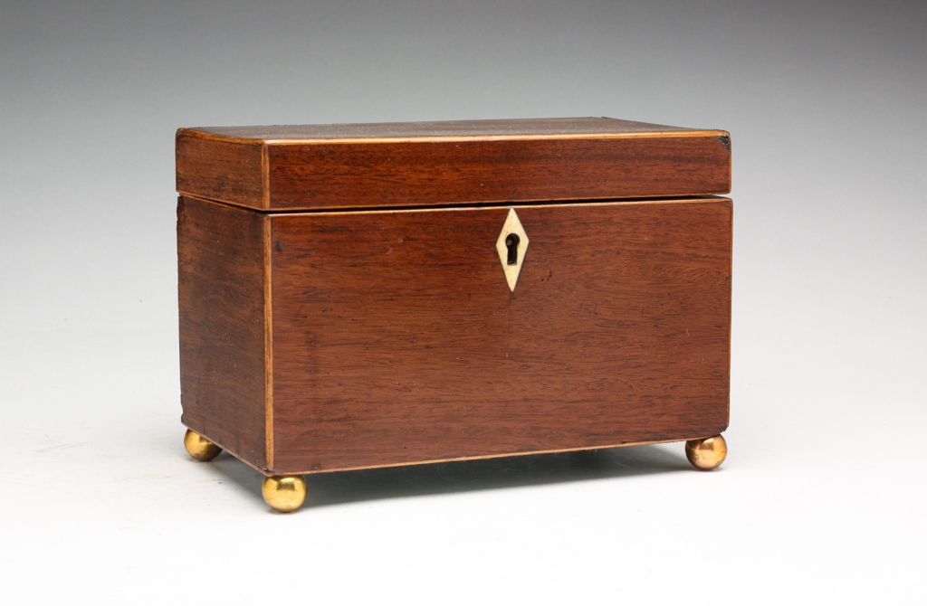 AMERICAN INLAID TEA CADDY. American,