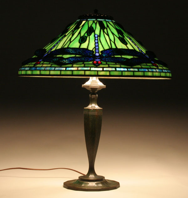 Leaded glass and bronze table lamp 4f66c