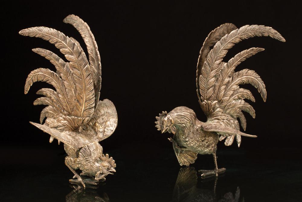 PAIR OF SILVERPLATE FIGURES OF