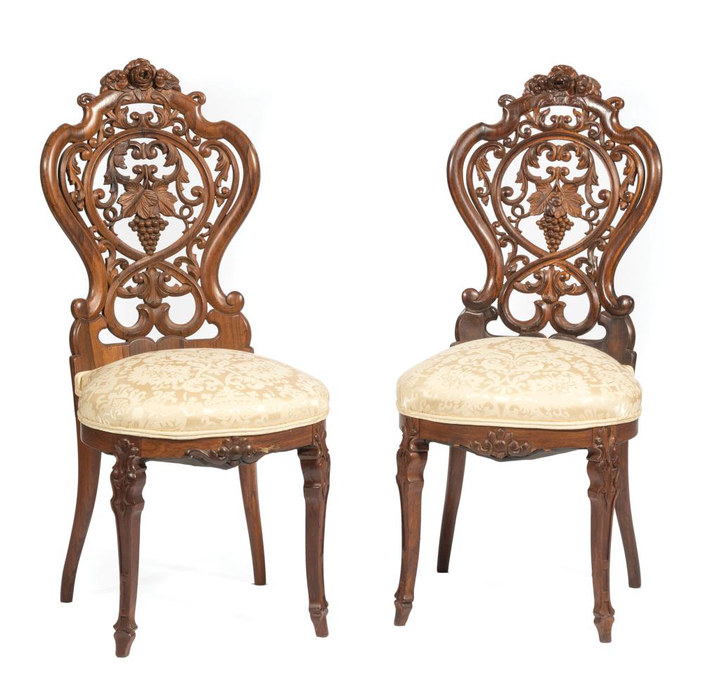ROCOCO CARVED ROSEWOOD CHAIRS, ATTR.