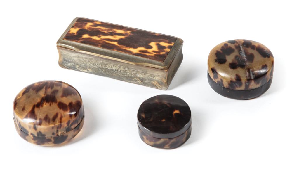 FOUR ANTIQUE TORTOISESHELL BOXESFour 31a189