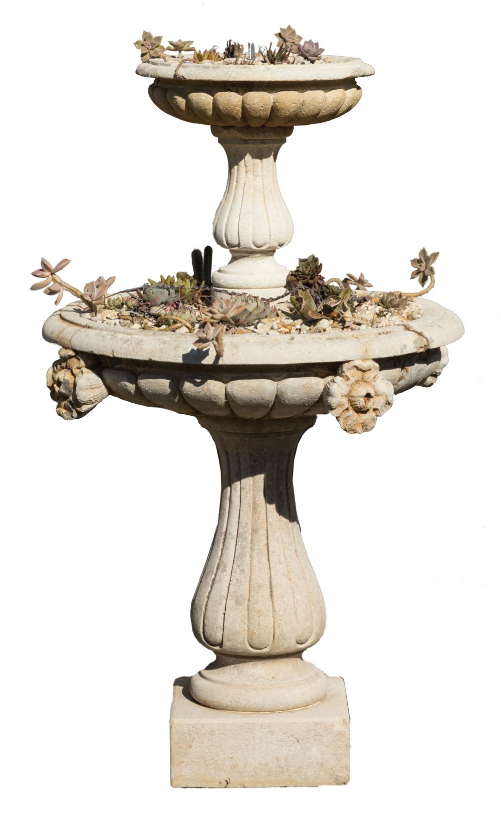 TWO TIER CAST STONE GARDEN URNSTwo