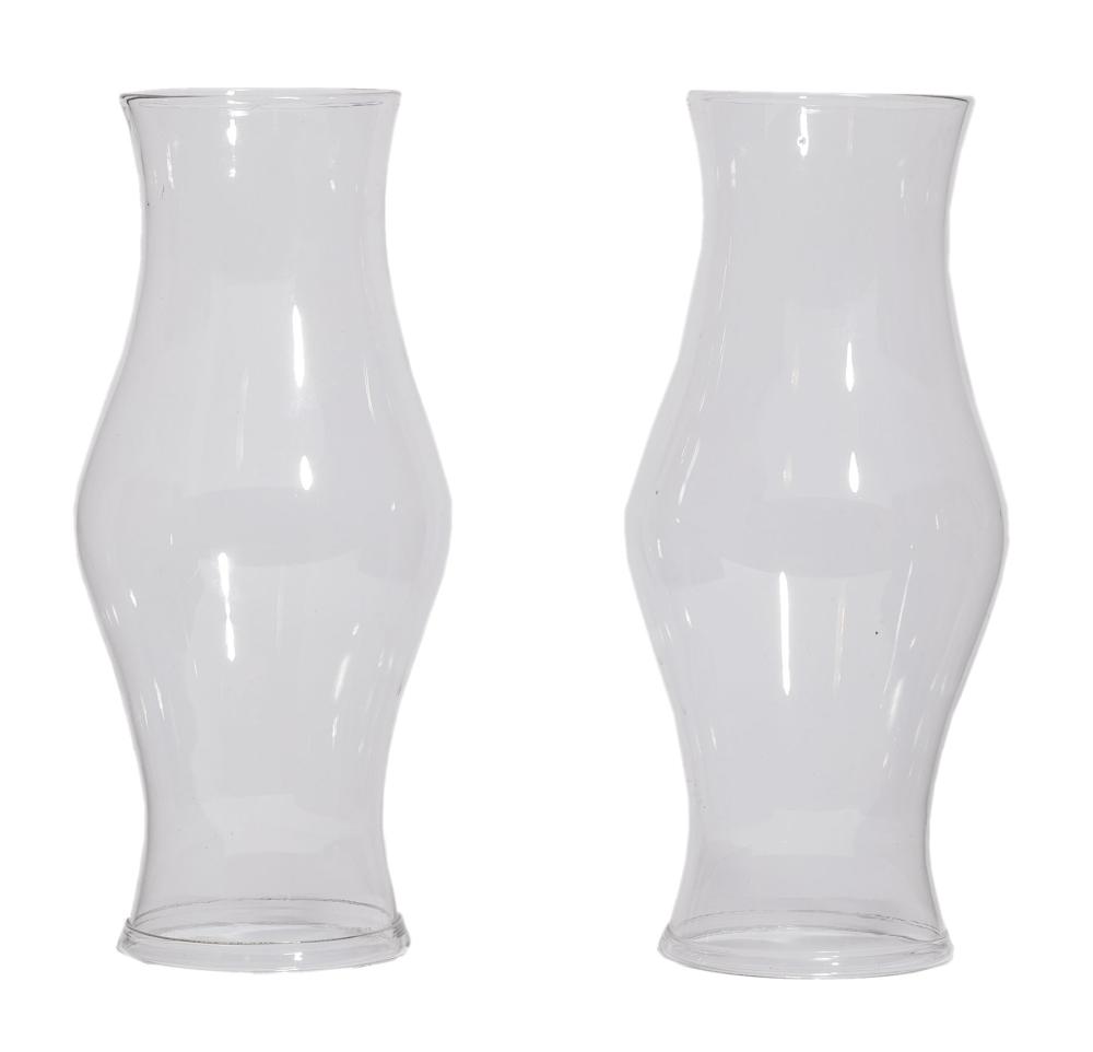 NEAR PAIR OF BLOWN GLASS HURRICANE 31a1c1