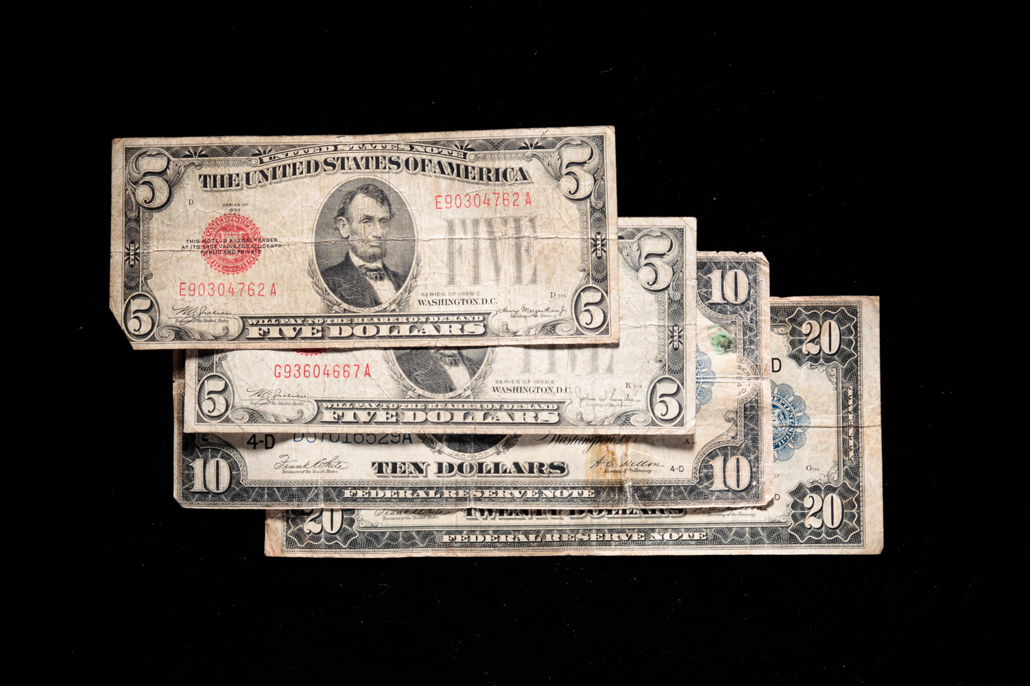 FOUR AMERICAN CURRENCY NOTES Including 31a1e5