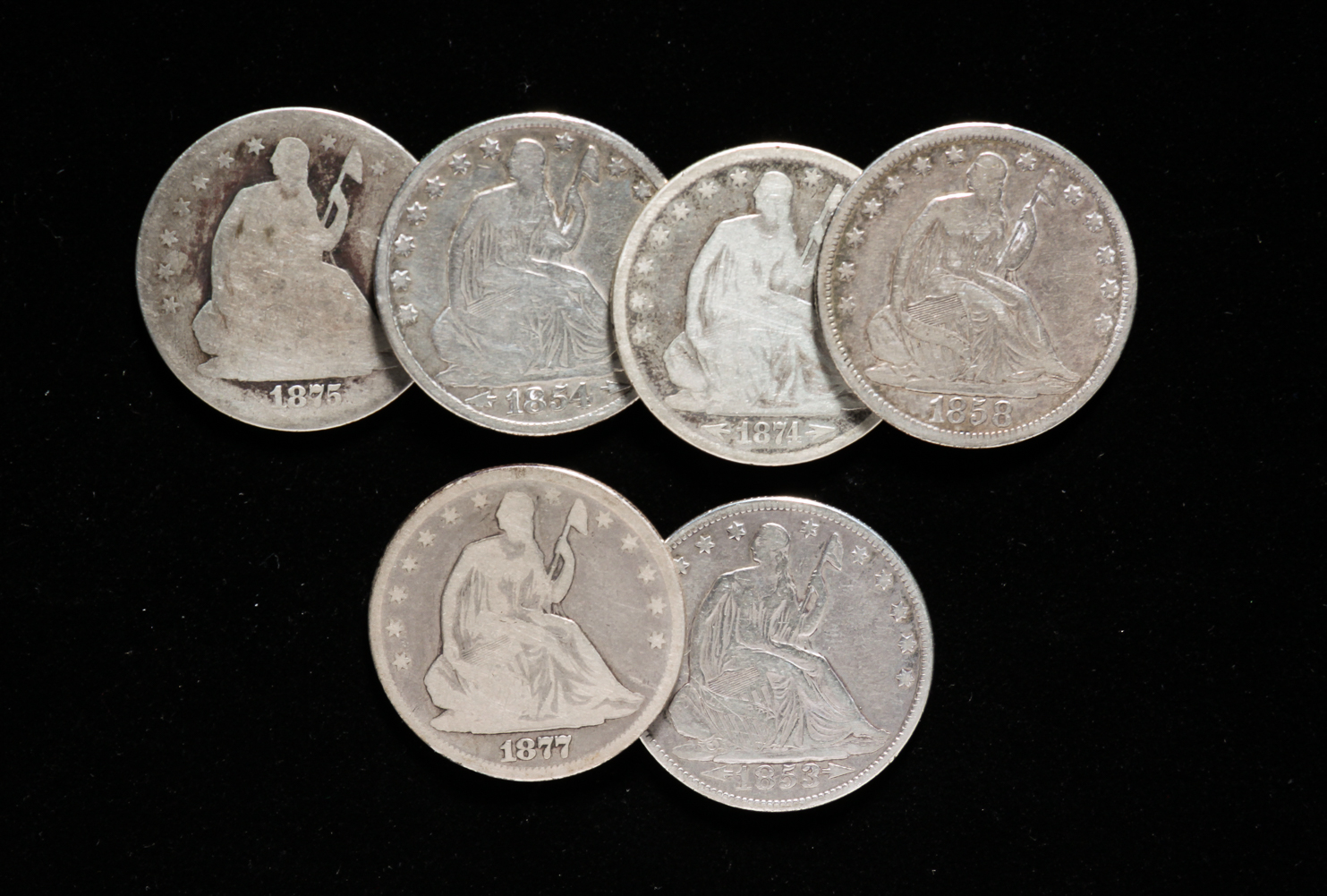 SIX SEATED LIBERTY SILVER HALF 31a1f8