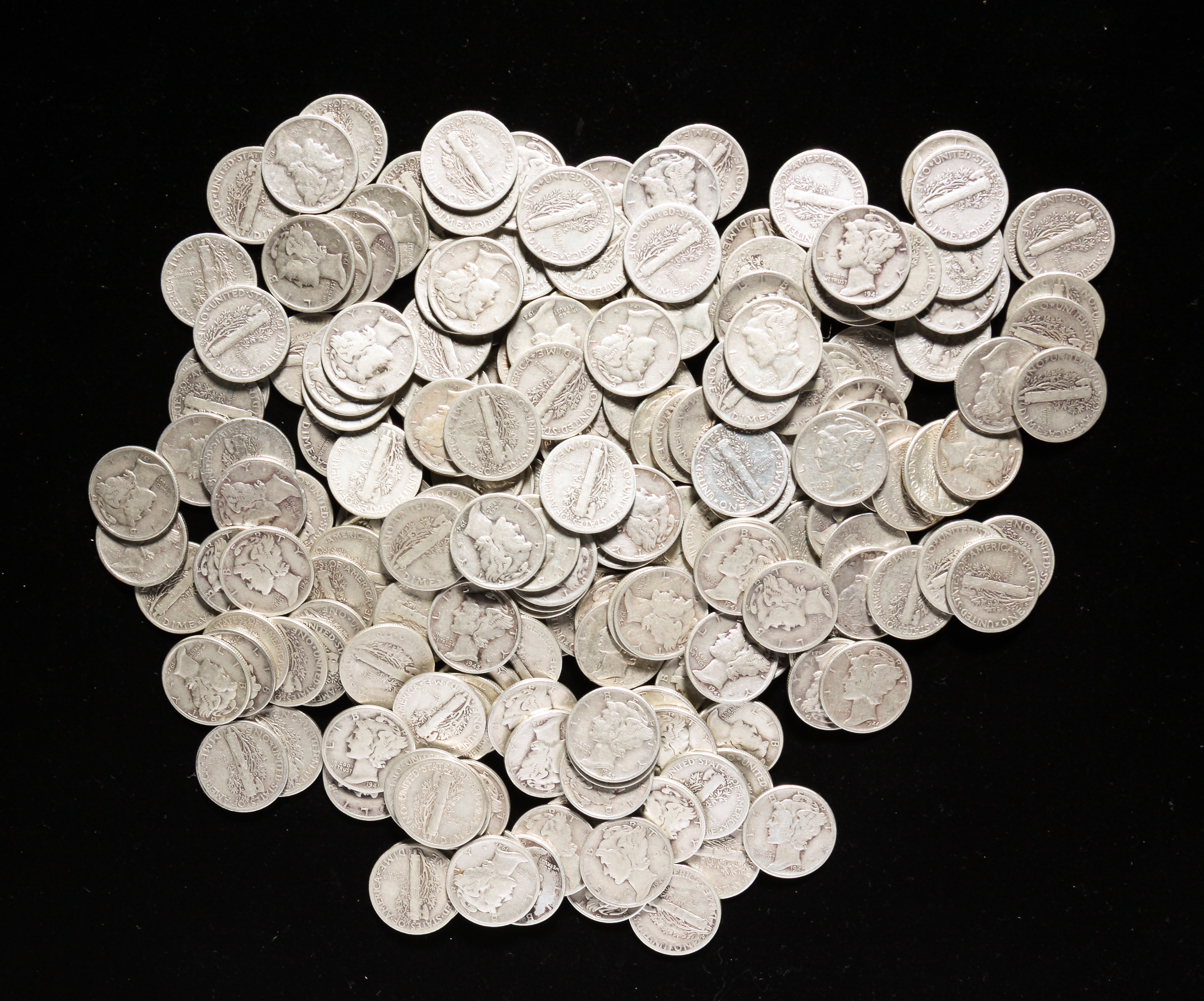 GROUP OF 200 SILVER MERCURY DIMES