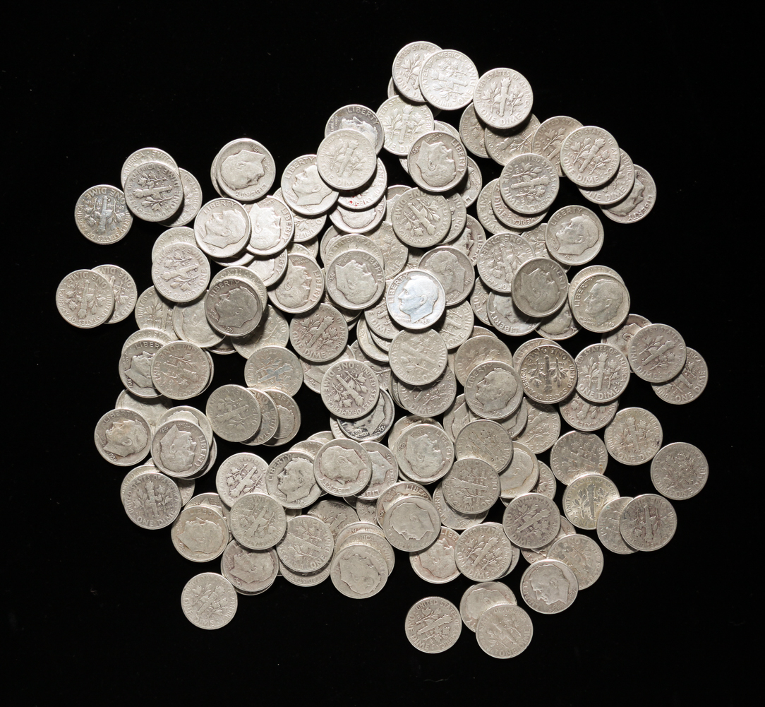 GROUP OF 164 SILVER ROOSEVELT DIMES