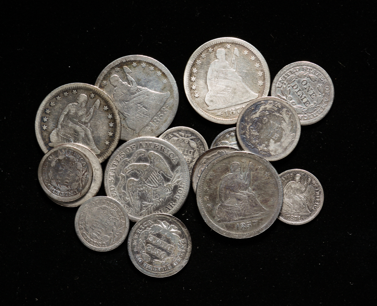 GROUP OF SEATED LIBERTY SILVER 31a241