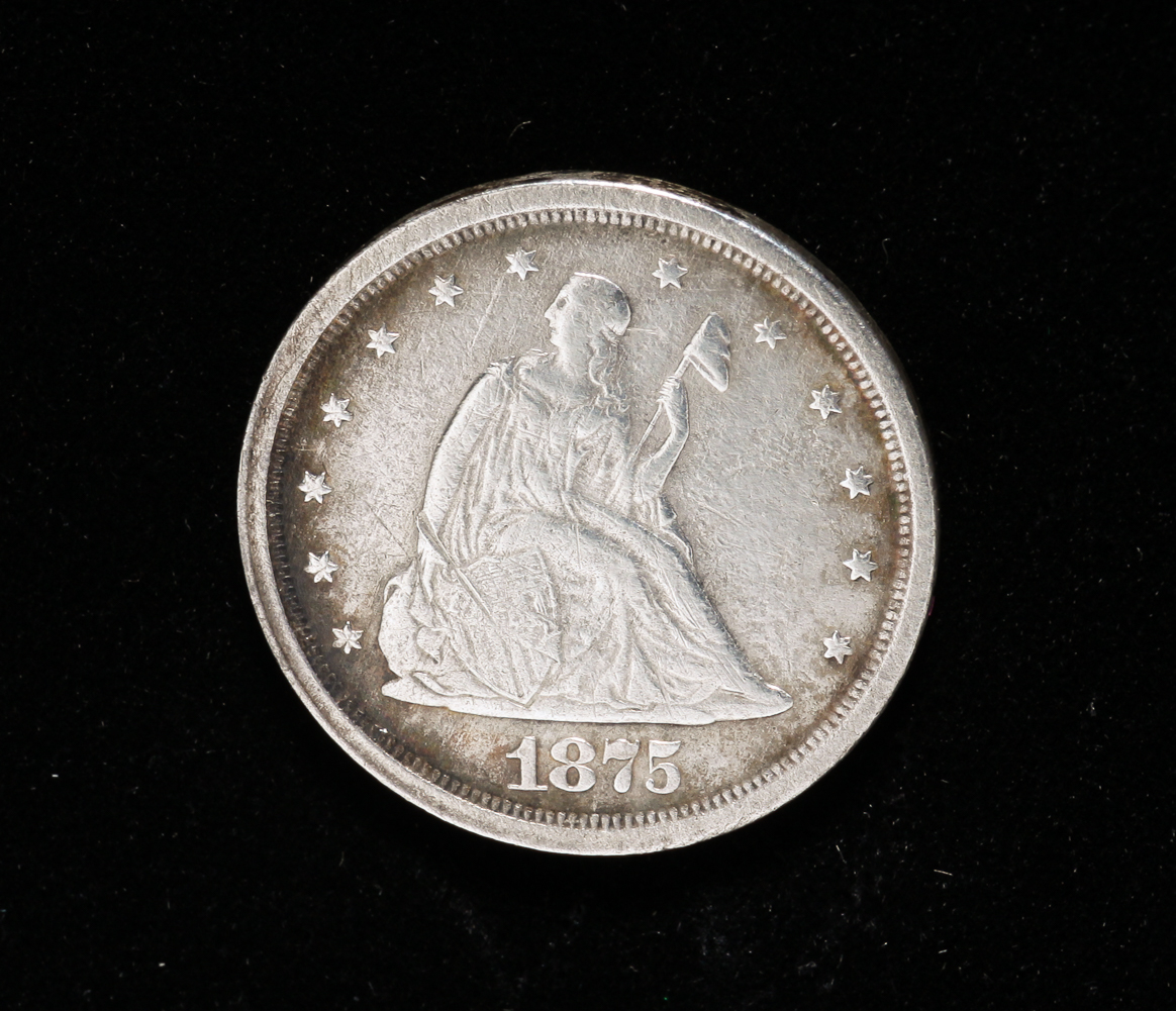 1875 S SEATED LIBERTY SILVER 20 31a25a