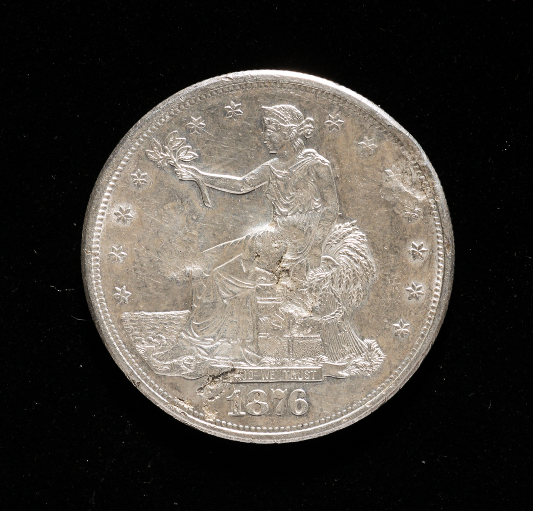 1876 SILVER TRADE DOLLAR WITH CHOP 31a254