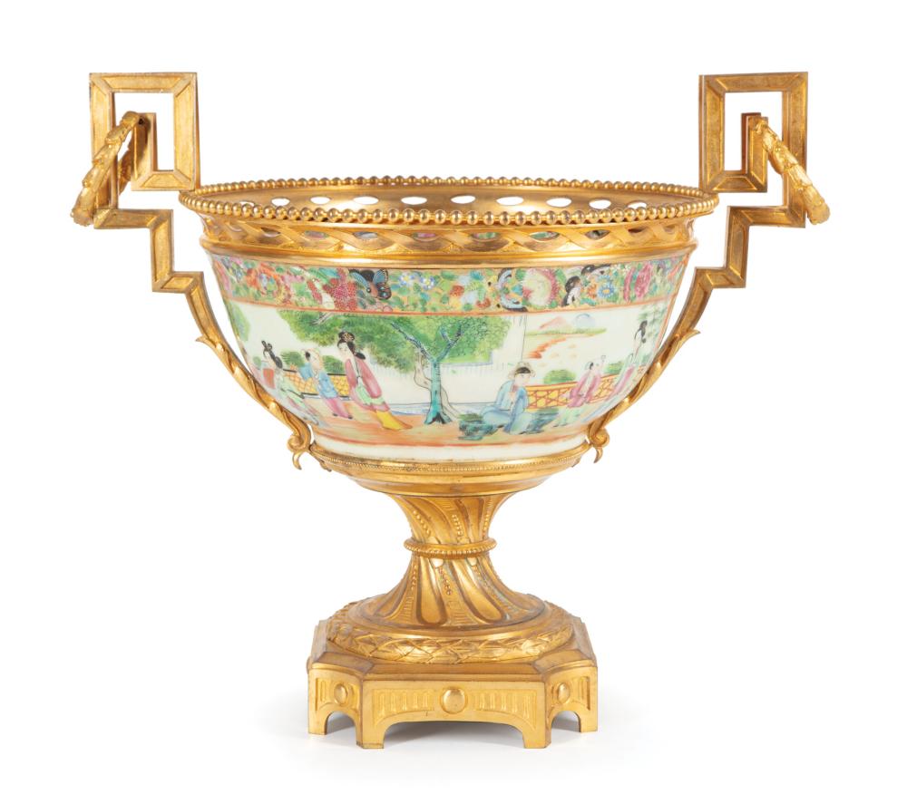 GILT BRONZE-MOUNTED PORCELAIN BOWLLouis