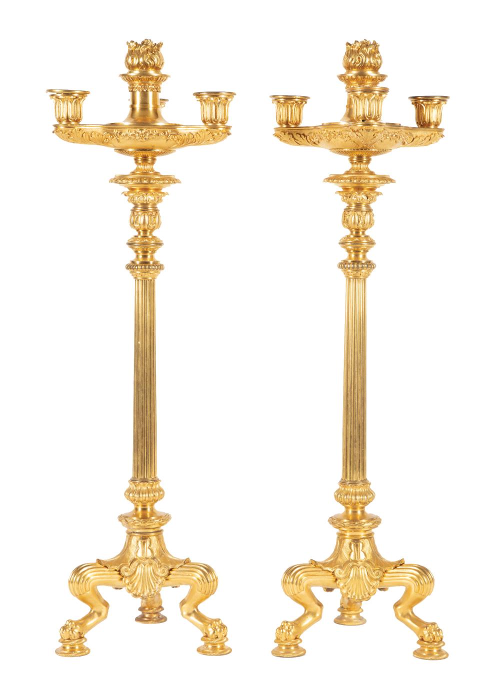 CHARLES X GILT BRONZE THREE-LIGHT