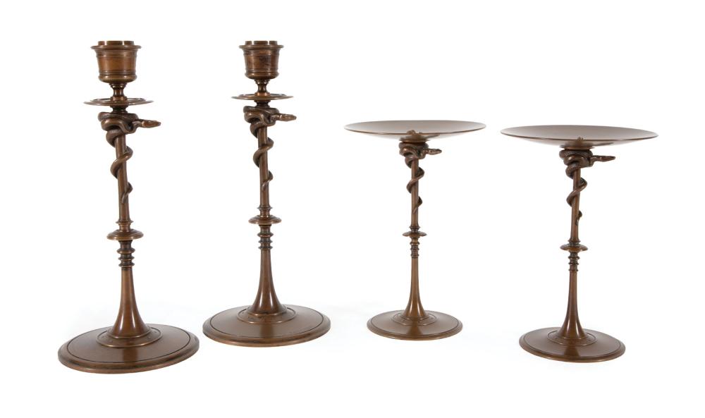 PATINATED BRONZE FOUR PIECE TABLE 31a2a6