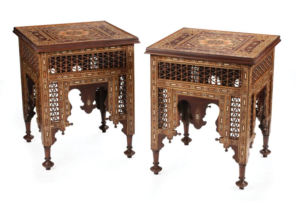 MOORISH INLAID HARDWOOD SIDE TABLESPair 31a2e5