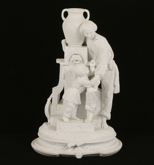 Parian biscuit ware statue; man with