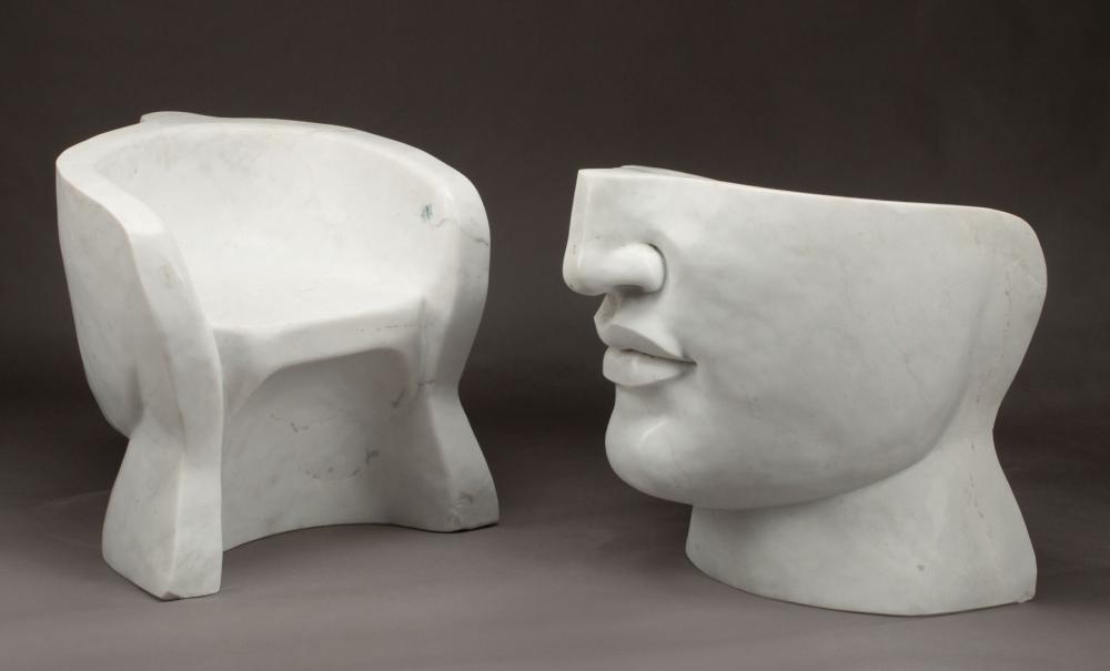 ART MODERNE-STYLE WHITE MARBLE FACE