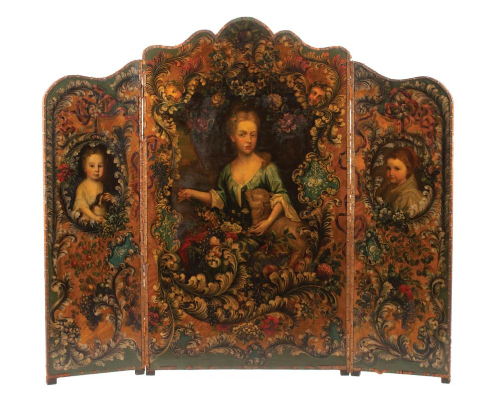 ROCOCO PAINTED LEATHER THREE PANEL 31a391