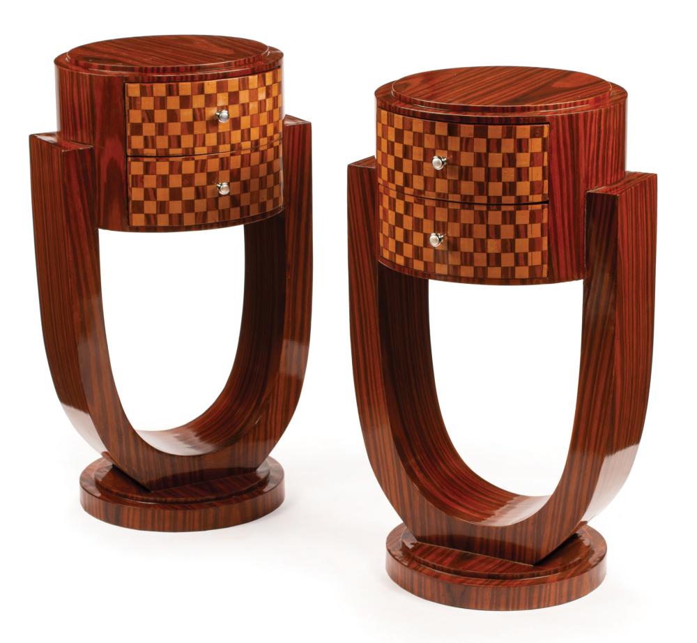 PAIR OF ART DECO STYLE INLAID ZEBRAWOOD  31a3d3