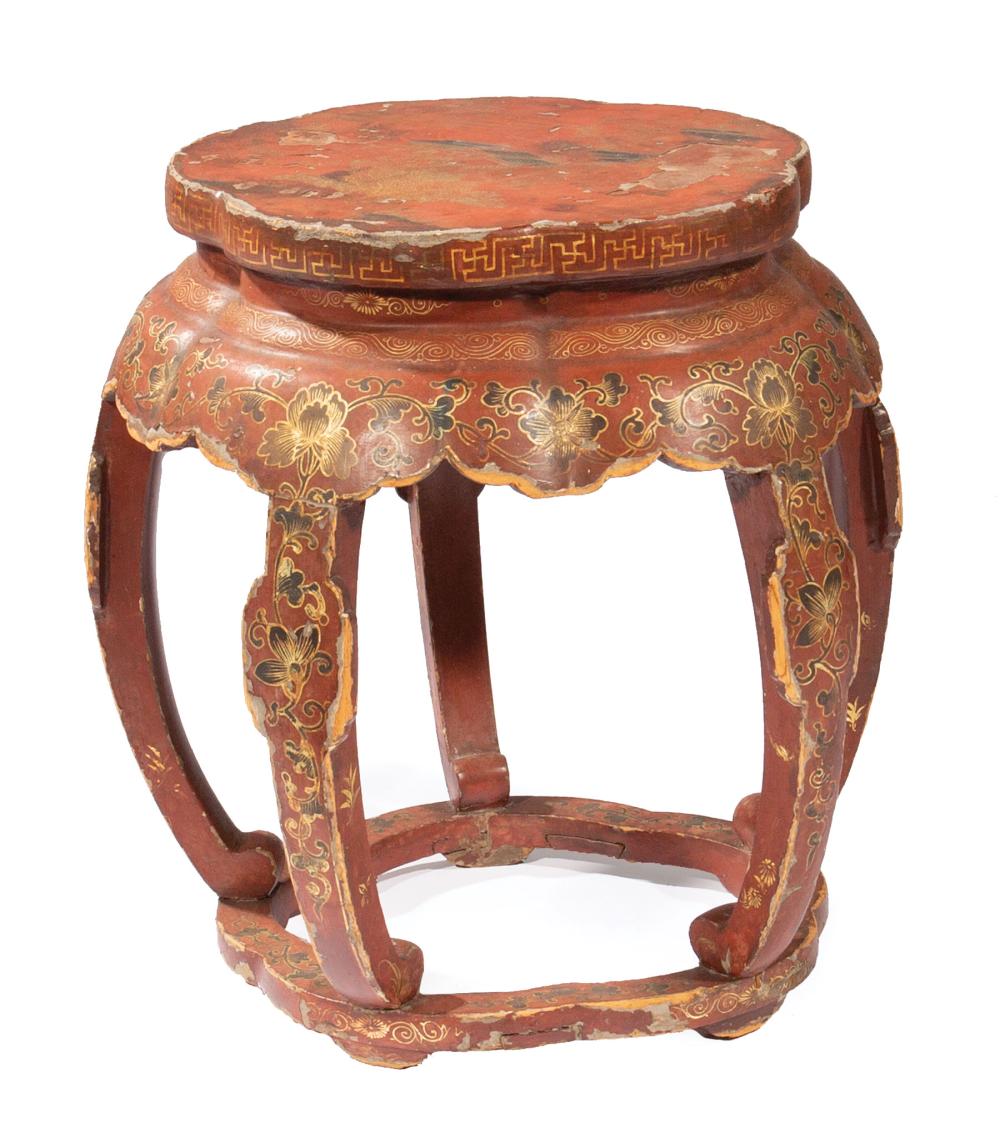 CHINESE POLYCHROME GILT RED LACQUER 31a4bd