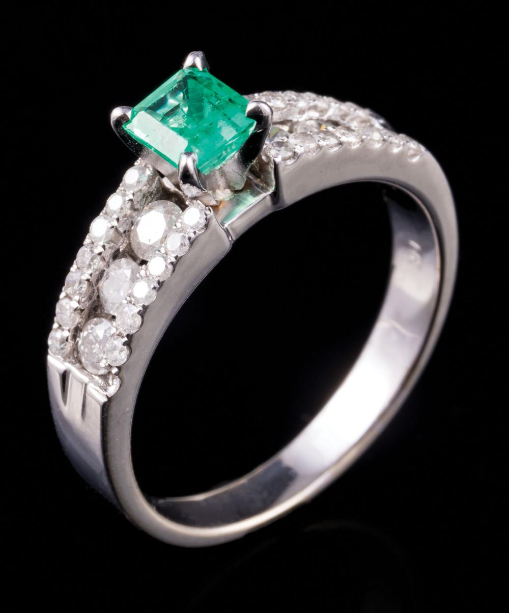 14 KT WHITE GOLD EMERALD AND 31a505
