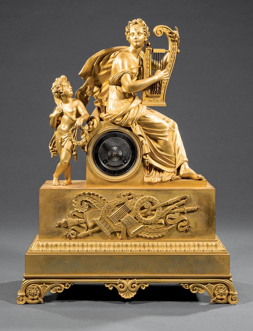 NAPOLEON III GILT BRONZE FIGURAL MANTEL