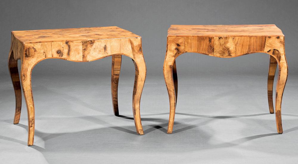 OLIVE WOOD VENEERED OCCASIONAL TABLESPair