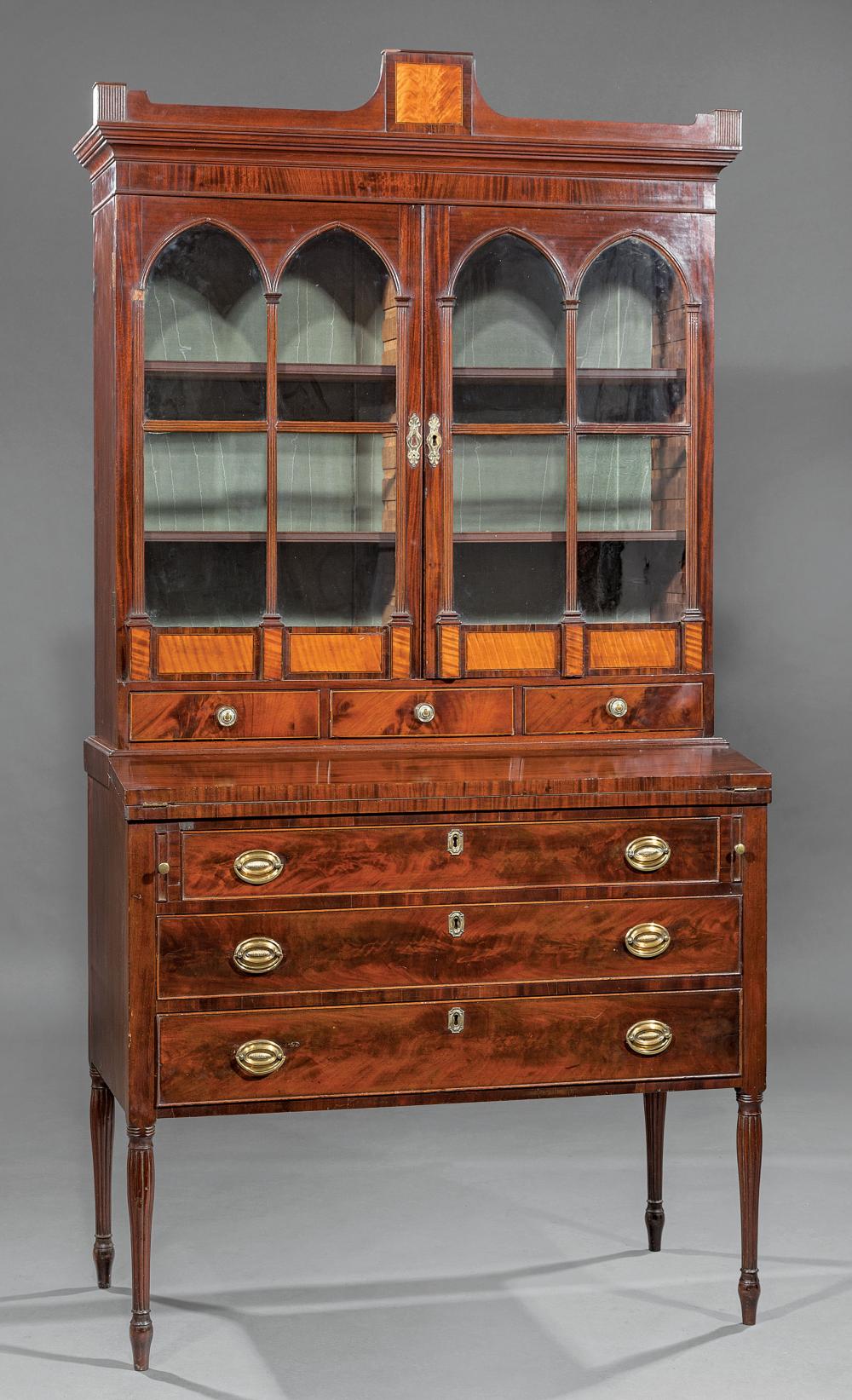 FEDERAL INLAID MAHOGANY SECRETARY BOOKCASEAmerican 31a566