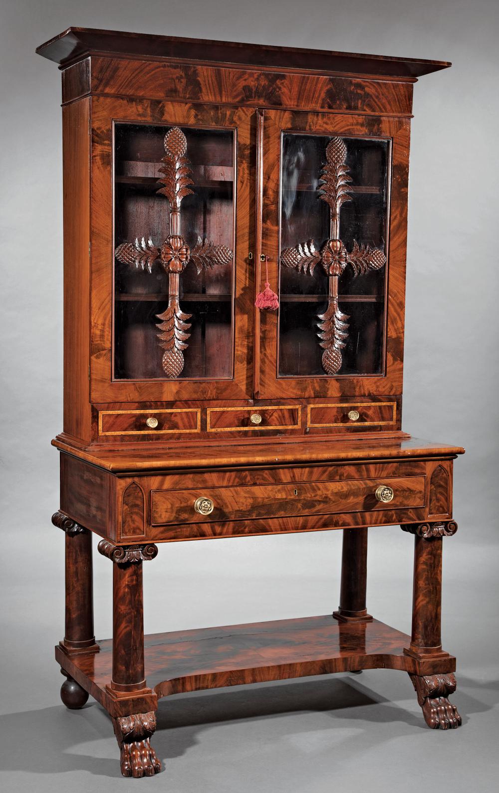 MAHOGANY BOOKCASE ON STAND ATTR.