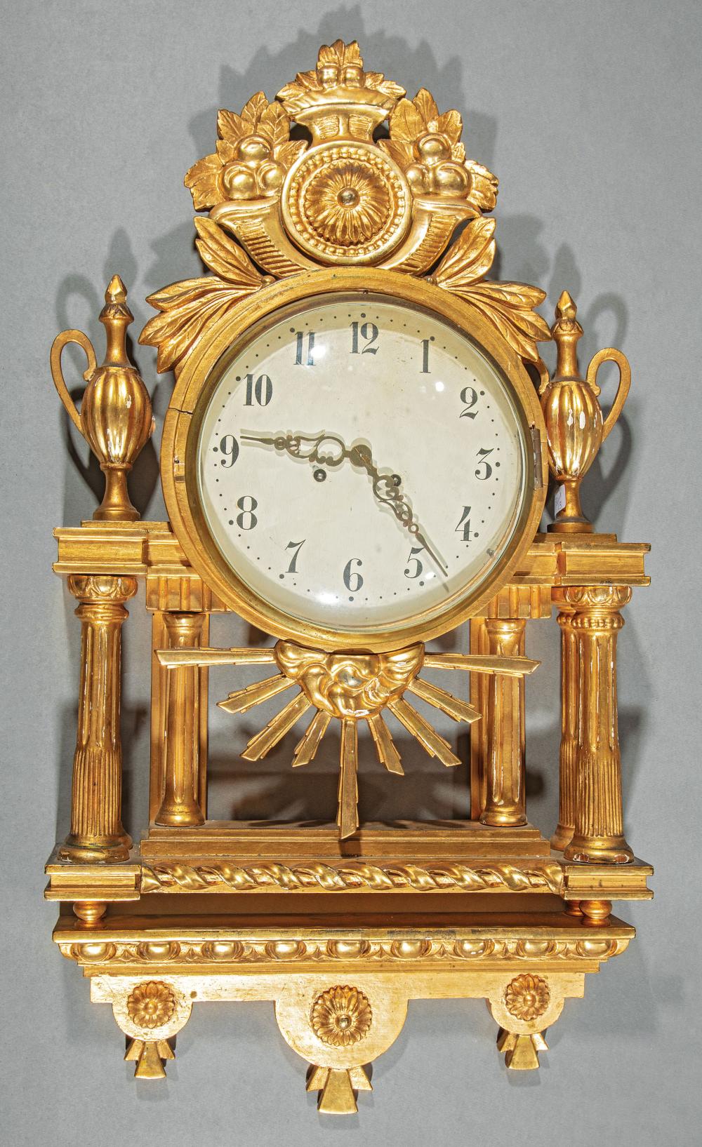 NAPOLEON III CARVED GILTWOOD WALL CLOCKNapoleon