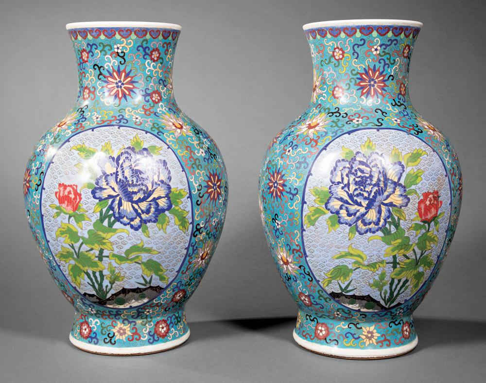 PAIR OF CHINESE CLOISONN OVER PORCELAIN 31a5c4