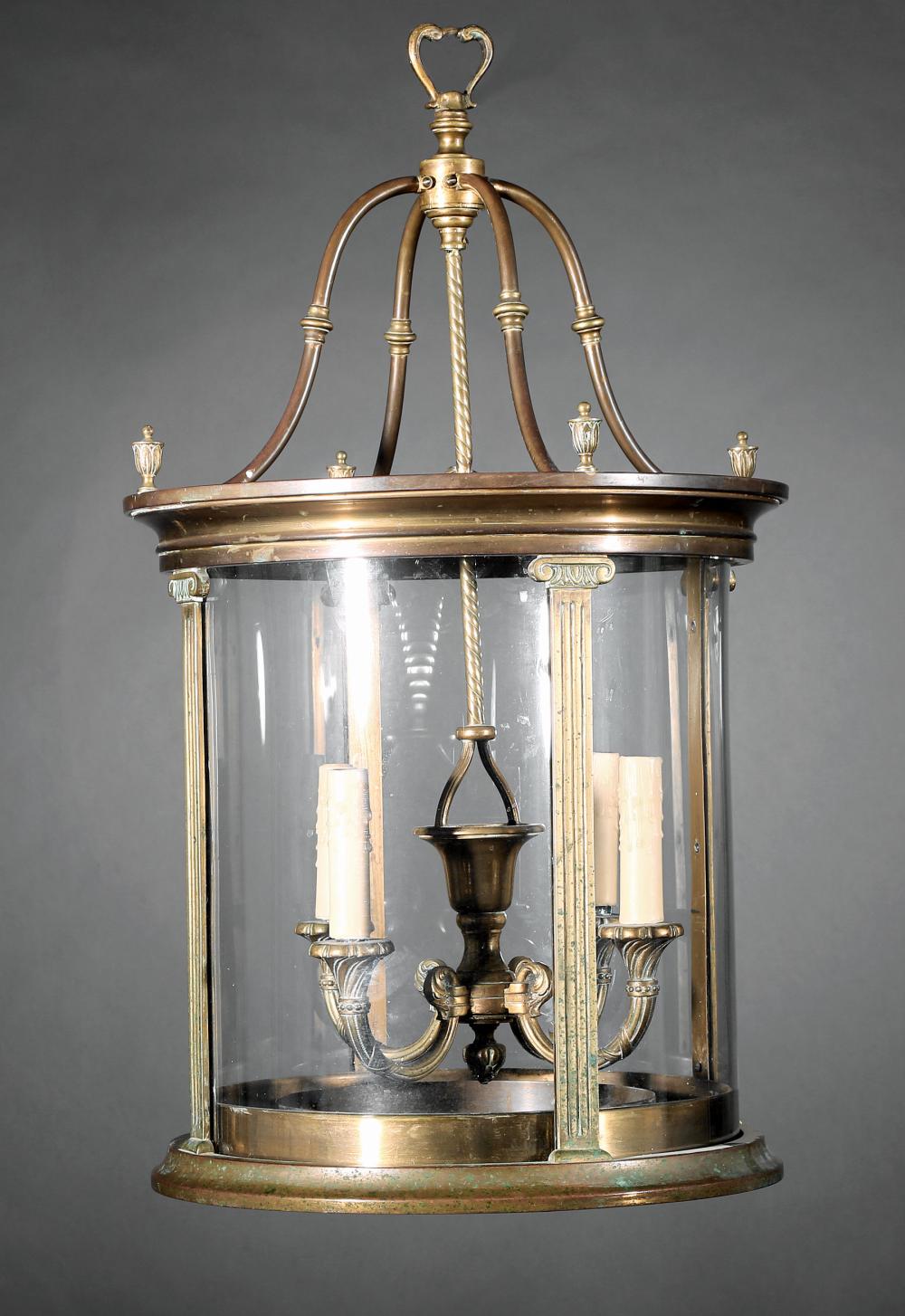 ENGLISH BRASS FOUR LIGHT HALL LANTERNEnglish 31a617