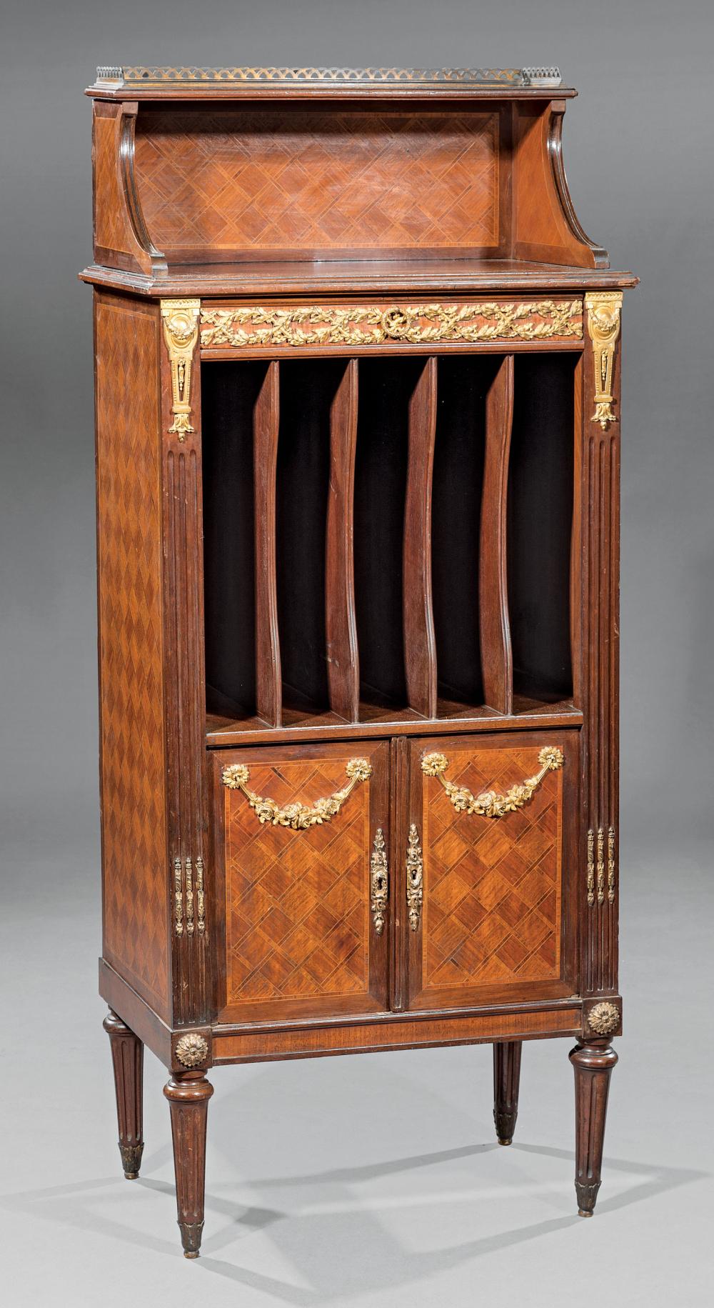 PARQUETRY, GILT-MOUNTED MUSIC CABINETLouis