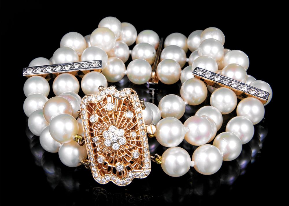 14 KT. GOLD AND DIAMOND, PEARL