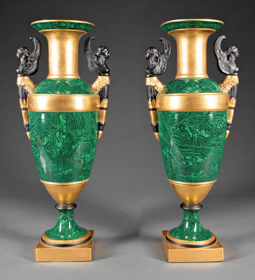 PAIR OF ITALIAN FAUX MALACHITE