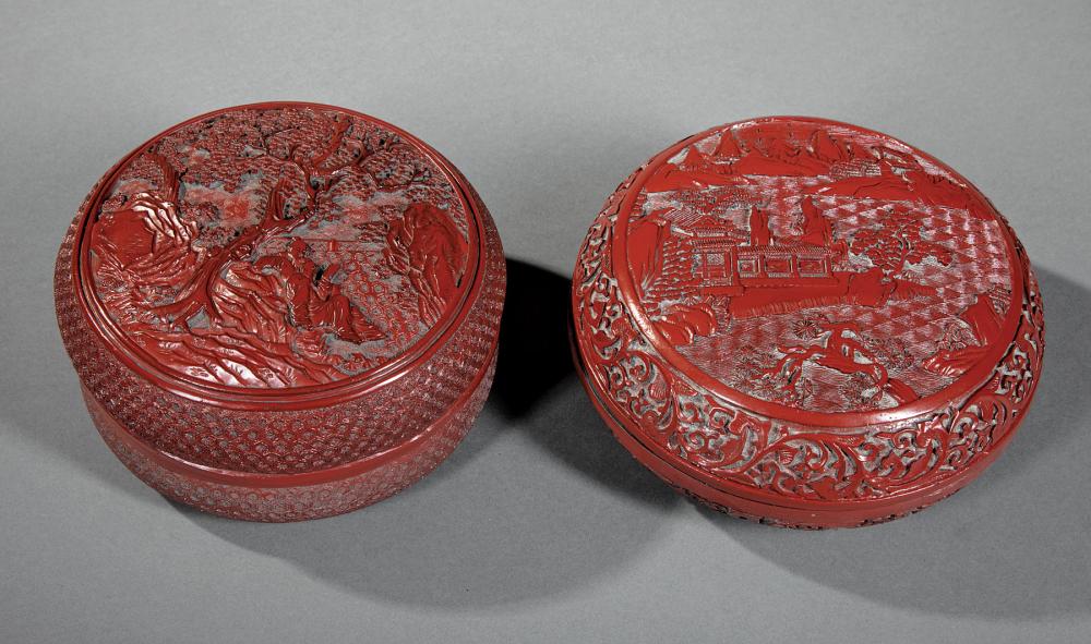 TWO CHINESE RED LACQUER BOXESTwo 31a6e0