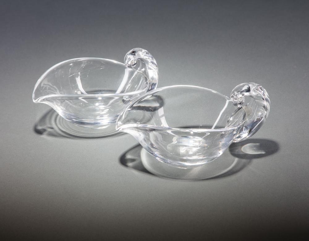 PAIR OF STEUBEN GLASS PEAR-SHAPED