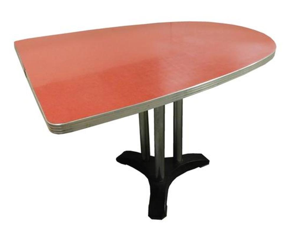 MID CENTURY DINING TABLE RED FORMICA  31ce49