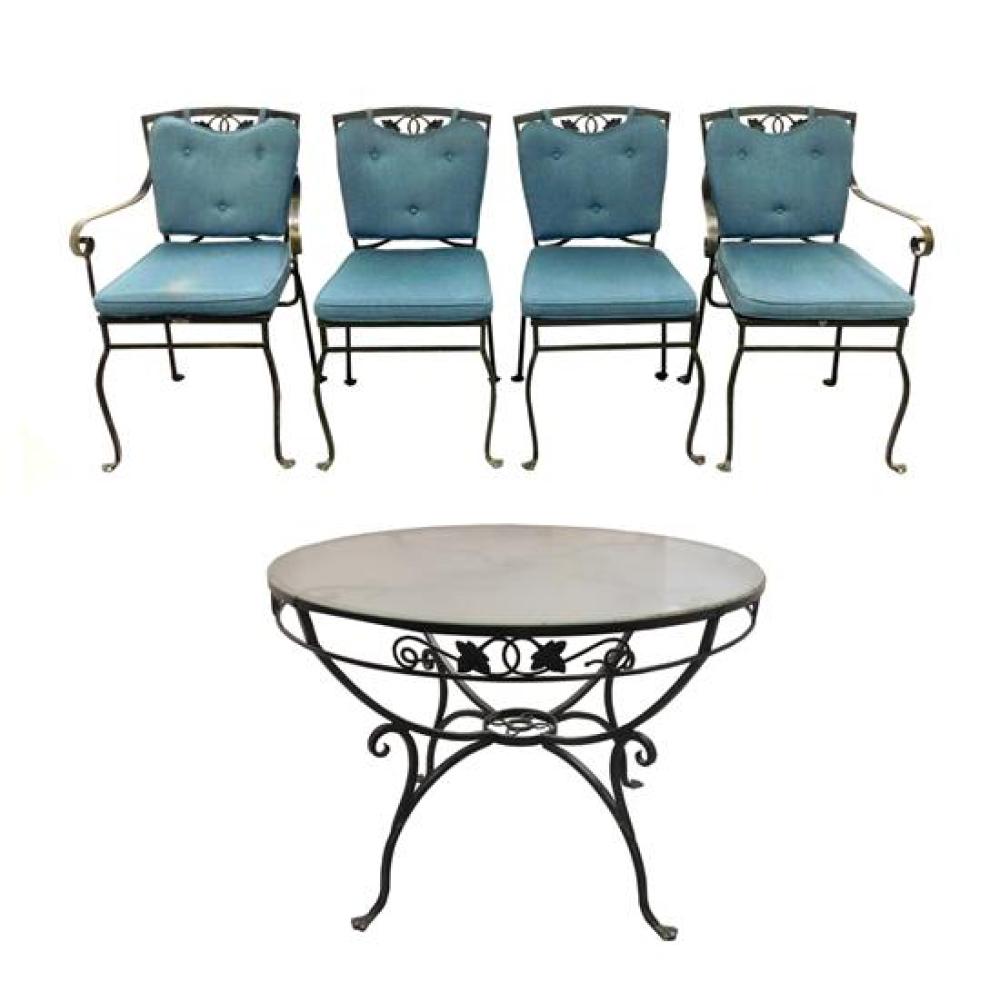 PATIO: GLASS TOP ROUND TABLE WITH