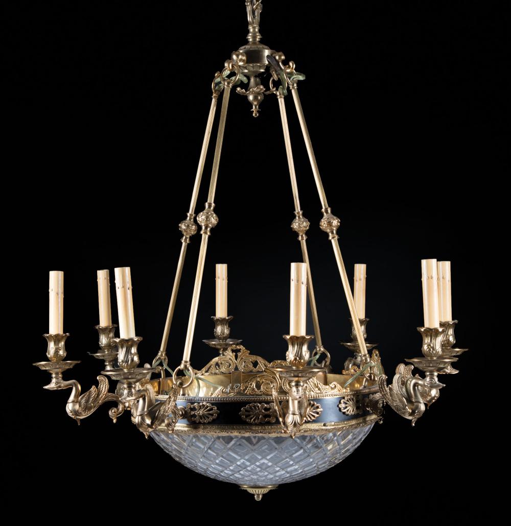 EMPIRE-STYLE BRONZE AND CUT GLASS