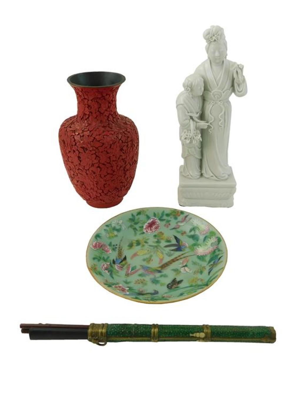 ASIAN: FOUR DECORTIVE ARTS PIECES,