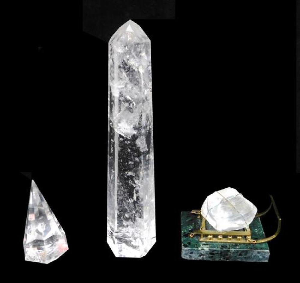 ROCK CRYSTAL, THREE PIECES: FACETED