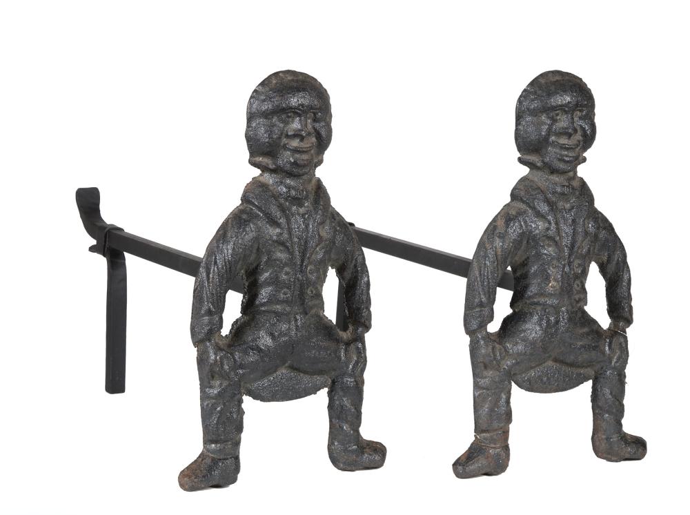 PAIR OF CAST IRON JOLLY FELLOWS ANDIRONSPair